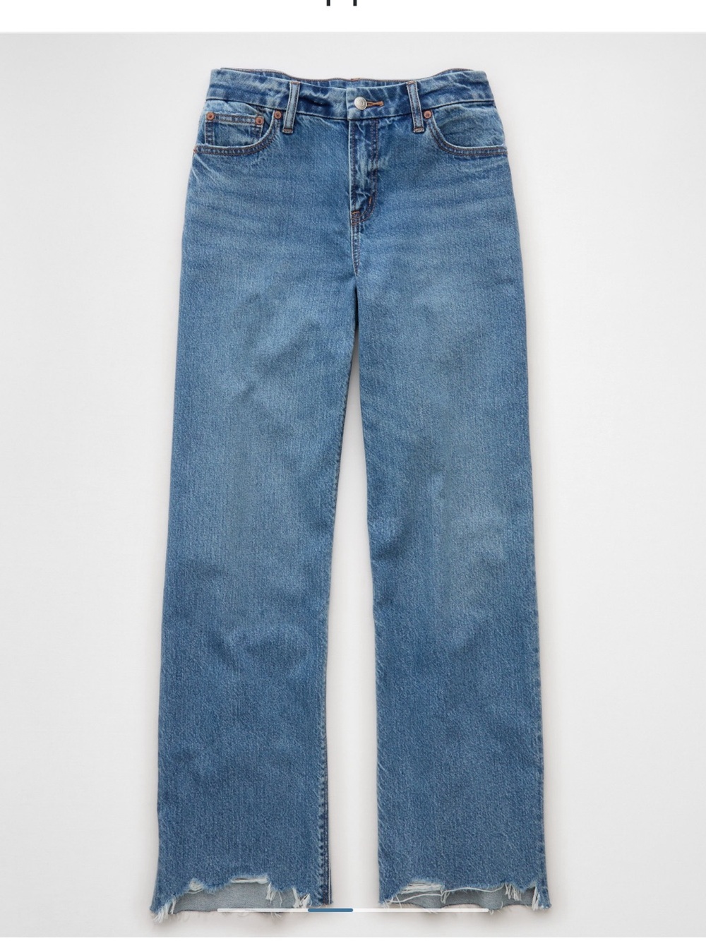American Eagle Curvy Stovepipe Wide-Leg Jeans with Frayed Hem